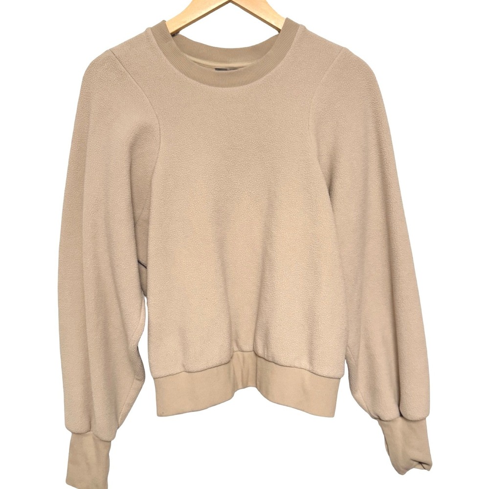 Sweaty Betty Fleece Sweatshirt Size 8 Beige Athleisure Gorpcore Cozy Fall Winter